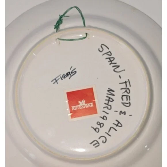 Hand-Painted Spanish Ceramic Wall Plate Ladies Faces Olive Artespana Figrs 1989 - Picture 4 of 12